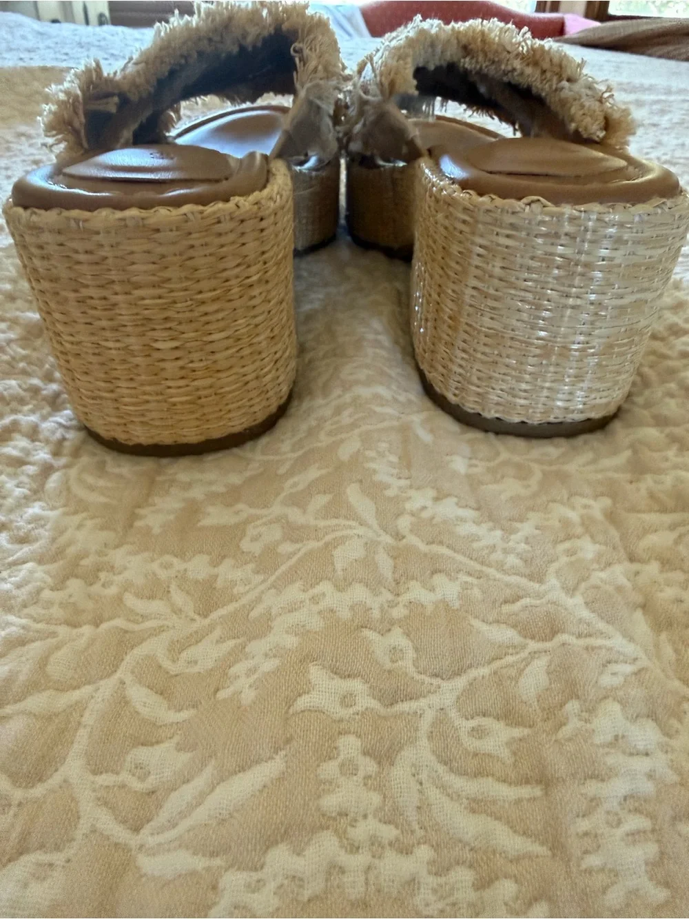 Universal Thread Natural Braided Platform Slide Sandals
